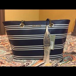 Reaction Kenneth Cole stripe blue purse